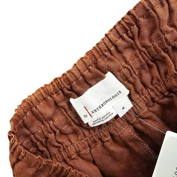 Anthropologie The Somerset Shorts, 100% Linen, Brown, Smocked Waist, Size M, NWT - Picture 8 of 9